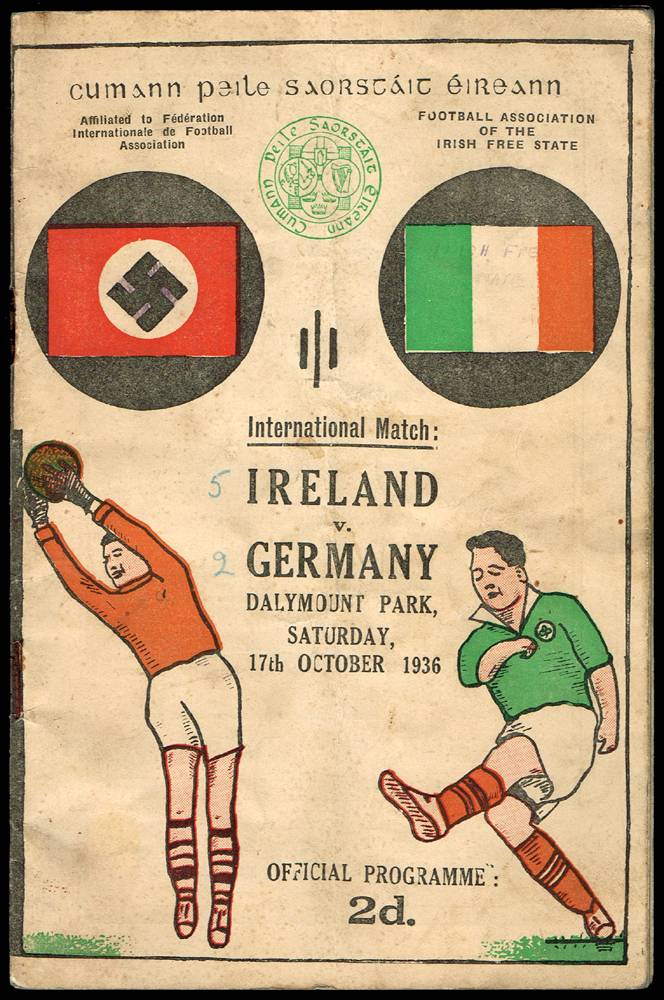 Football 1936 (17 October) Ireland v Germany match programme at Whyte's Auctions
