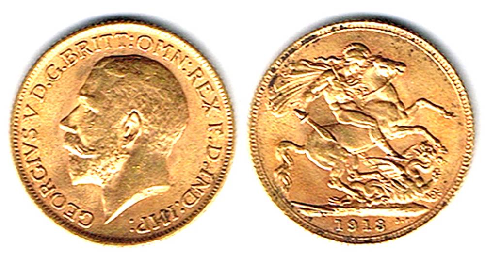 George V gold sovereign, 1913. at Whyte's Auctions