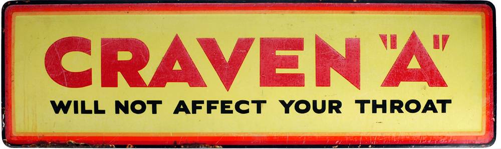 Craven 'A' metal advertising sign. at Whyte's Auctions