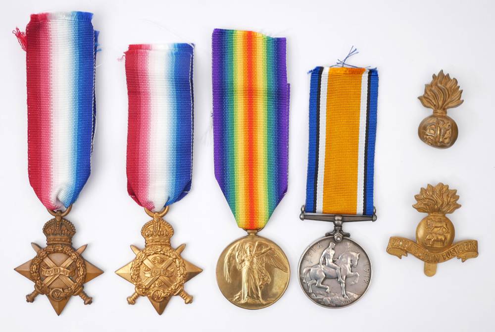 1914-1918 Medal pair to Royal Dublin Fusilier and two others. at Whyte's Auctions