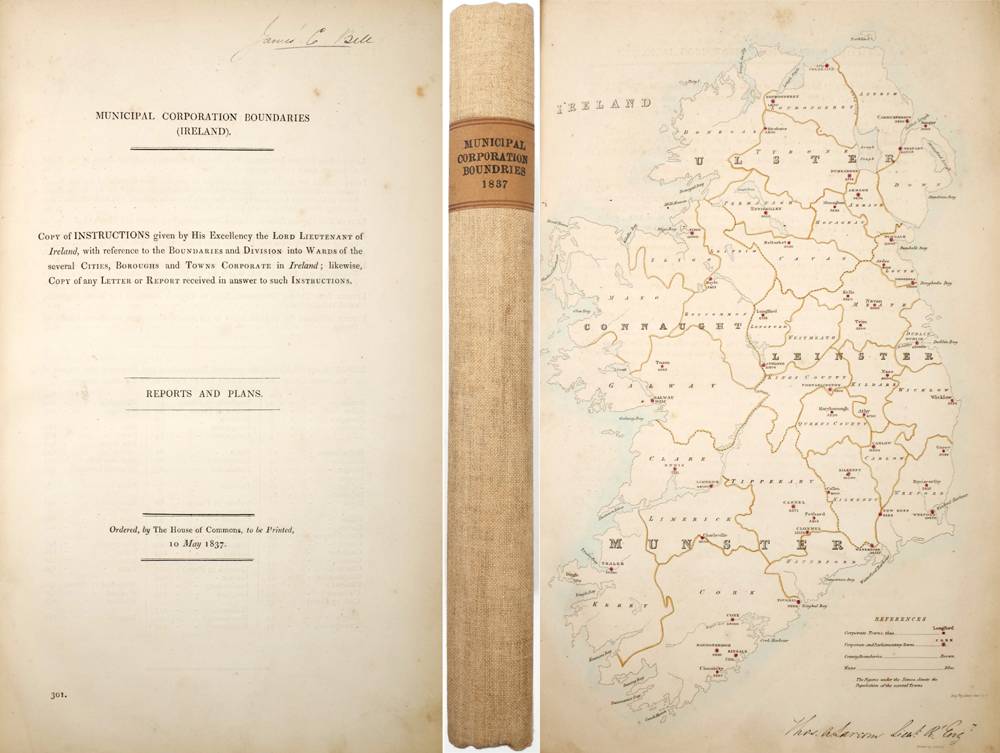 1837 Municipal Corporation Boundries (Ireland), Reports and Plans. at Whyte's Auctions