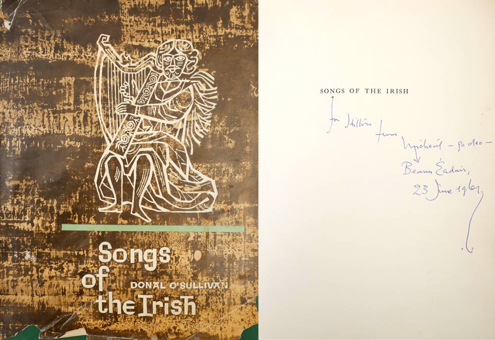 O'Sullivan, Donal. Songs of the Irish, presentation copy inscribed from Michel Mac Liammir to Hilton Edwards. at Whyte's Auctions