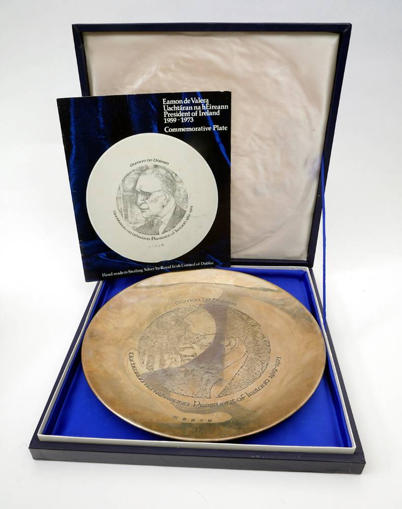 1973, amon de Valera, Irish silver commemorative plate, numbered sequentially with the previous two lots. at Whyte's Auctions