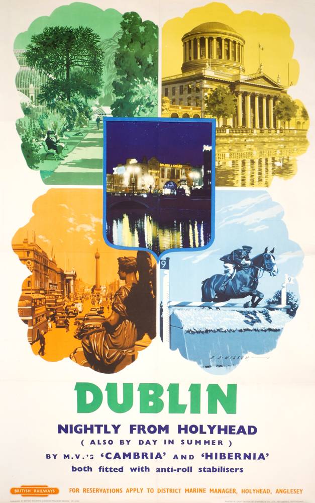 1960s British Railways 'Dublin Nightly from Holyhead' travel poster. at Whyte's Auctions
