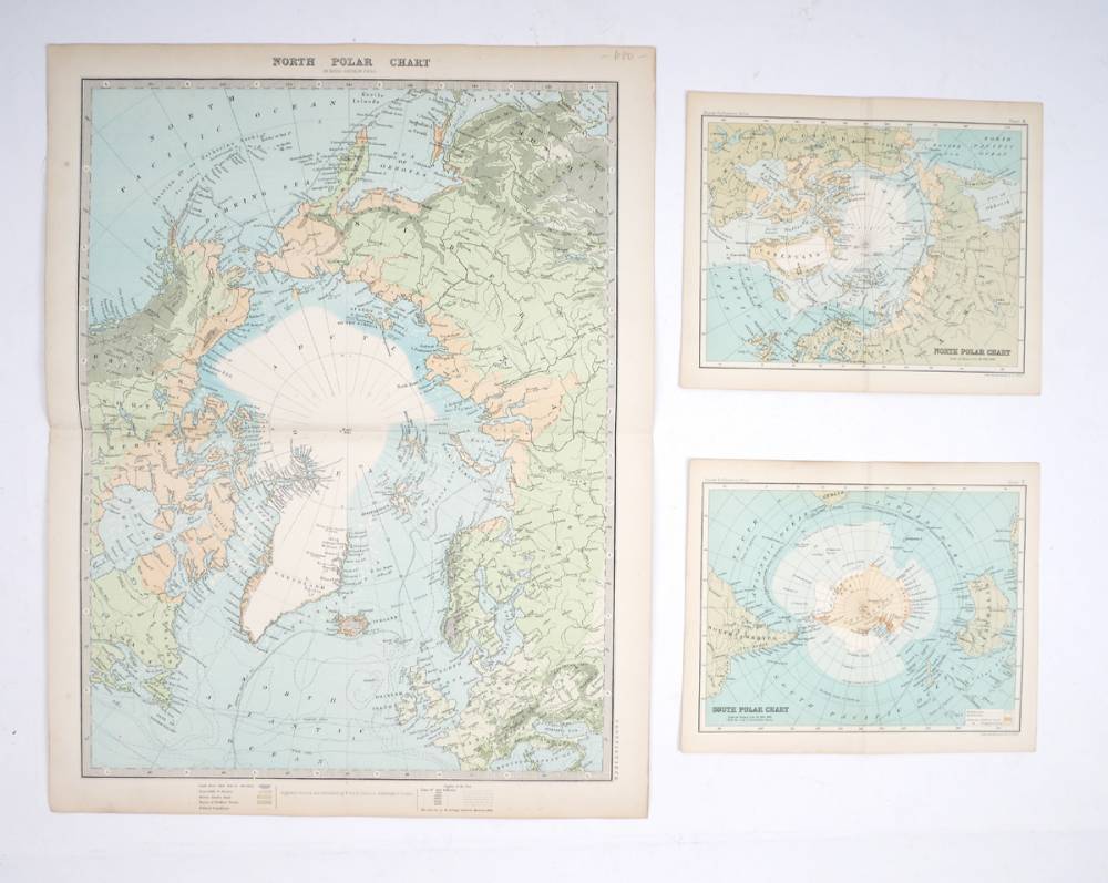1876 North Polar Chart by Alexander Keith Johnston and North and South Polar charts. at Whyte's Auctions