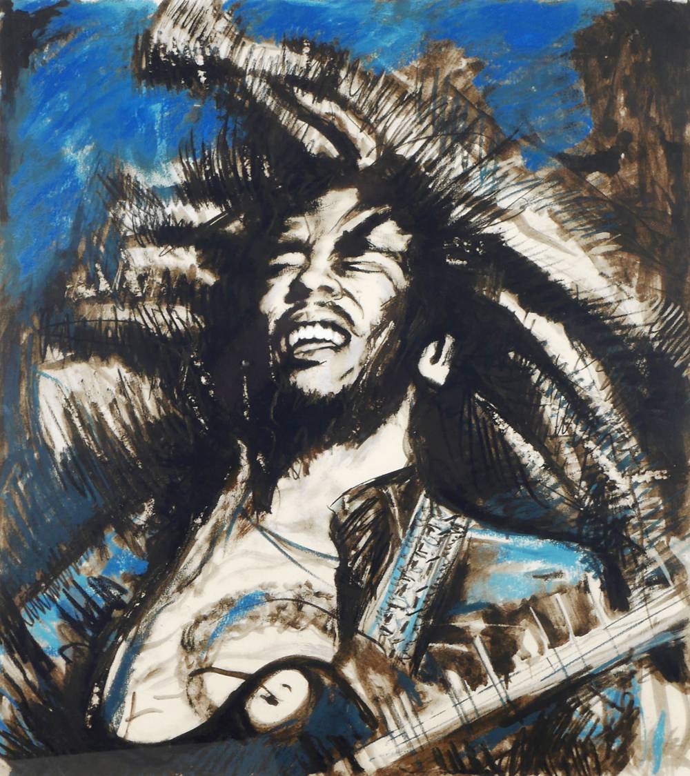 Rolling Stones, Ronnie Wood, Get Up Stand Up (Blue), Limited Edition screen print of Bob Marley. at Whyte's Auctions