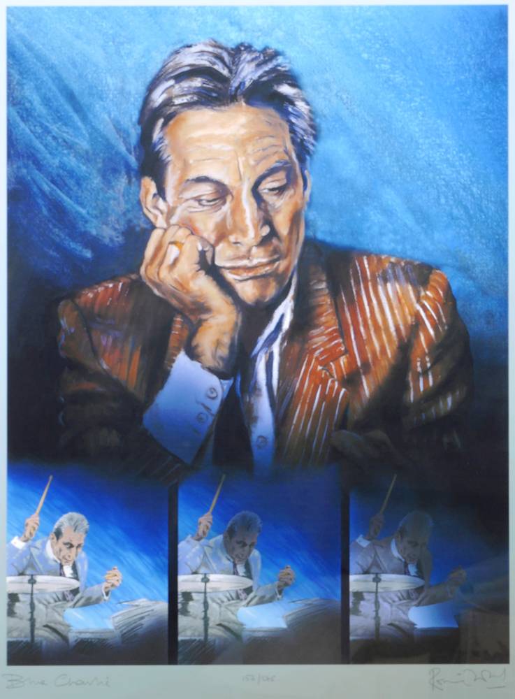 Rolling Stones, 'Blue Charlie', Portrait of Charlie Watts by Ronnie Wood. at Whyte's Auctions