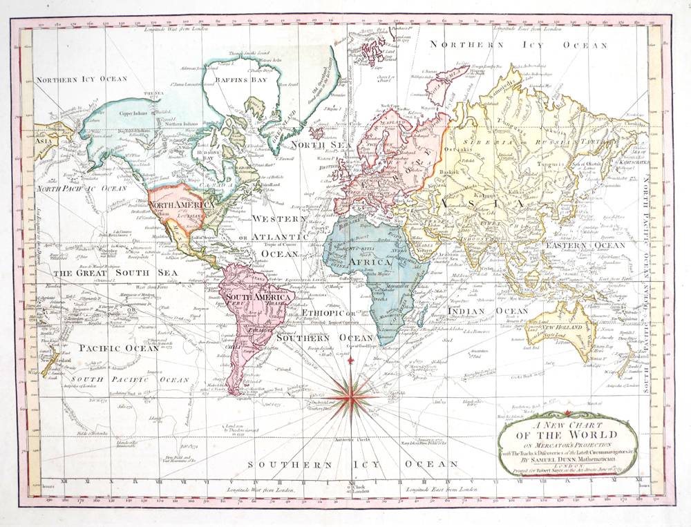 1789 Chart of the World, by Samuel Dunn. at Whyte's Auctions