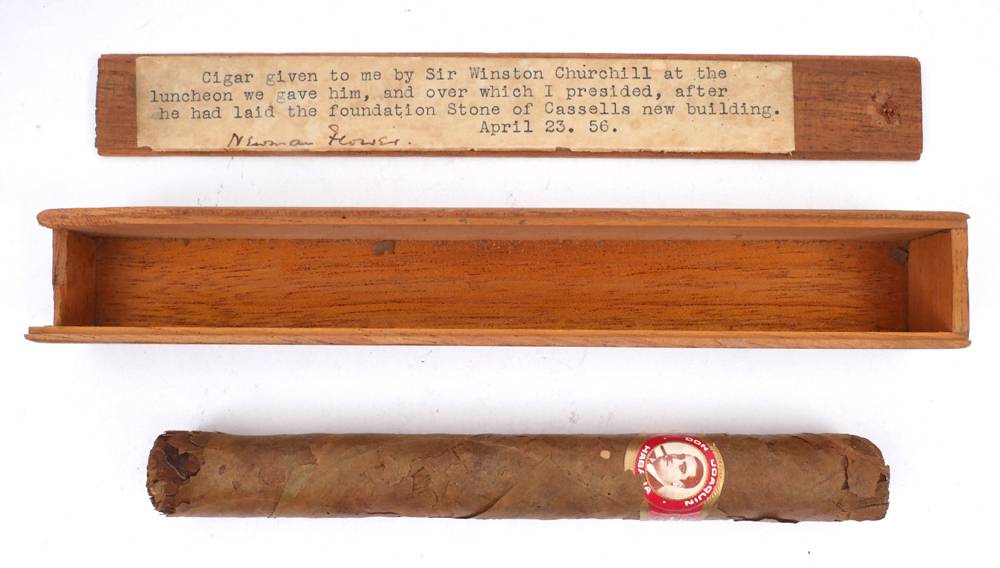 Sir Winston Churchill, a cigar given to his publisher, Sir Newman Flower. at Whyte's Auctions