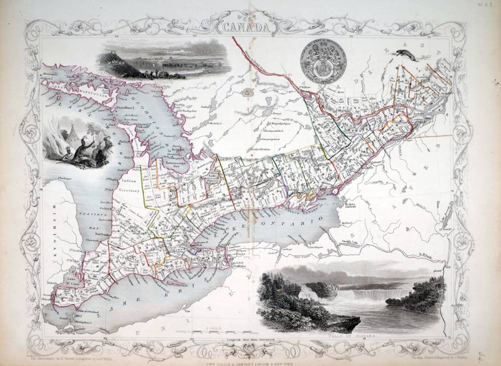Circa 1855 Illustrated maps of West Canada, Newfoundland and Nova Scotia; British America; and East Canada and New Brunswick. at Whyte's Auctions