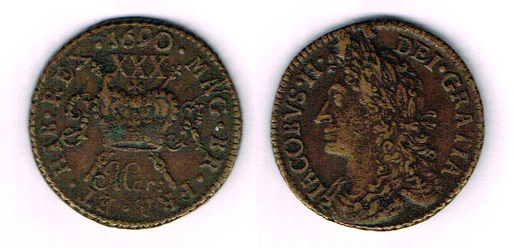 James II 'Gunmoney' halfcrown (large), 1690 Mar: at Whyte's Auctions