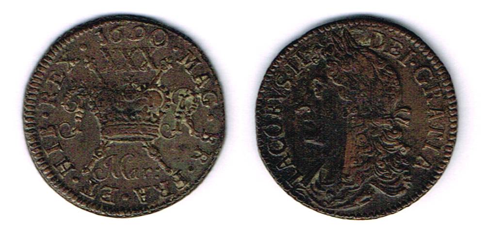 James II 'Gunmoney' halfcrown (large), 1690 Mar: at Whyte's Auctions
