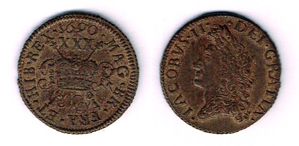 James II 'Gunmoney' halfcrown (small), 1690 May at Whyte's Auctions