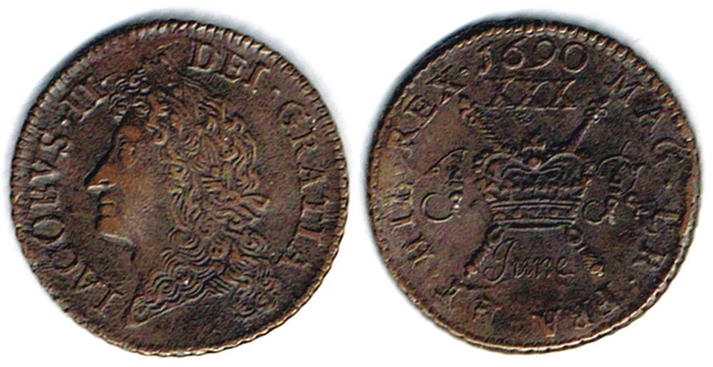 James II 'Gunmoney' halfcrown (small), 1690 June at Whyte's Auctions