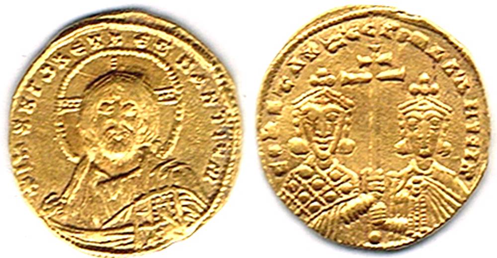 Byzantine Empire. Constantine VII and Romanus II, 946-947<br>Constantine VII (905-959 AD) and Romanus (938-963 AD), gold solidus, 946-947 AD, at Whyte's Auctions