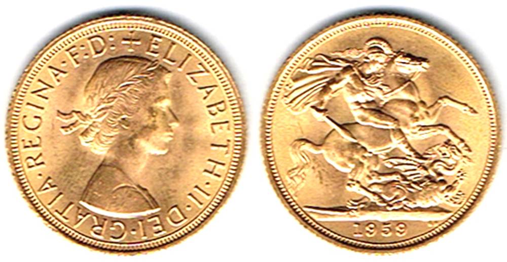 Elizabeth II gold sovereign, 1959. at Whyte's Auctions
