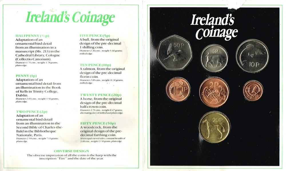 1986 Ireland's Coinage presentation pack with rare halfpenny, tenpence and fiftypence. at Whyte's Auctions