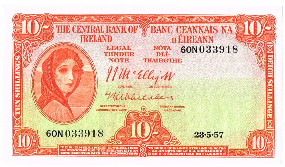 Central Bank 'Lady Lavery' Ten Shillings, 1957-1964 collection at Whyte's Auctions