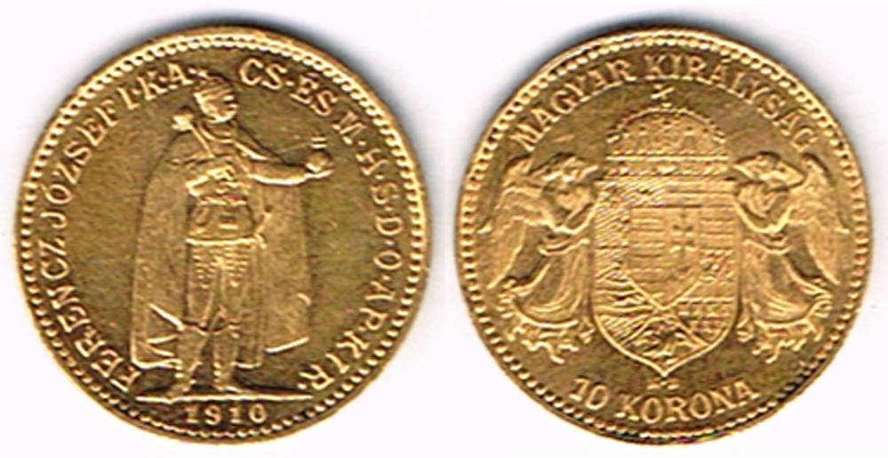Hungary. Gold ten corona, 1903 and 1910. at Whyte's Auctions