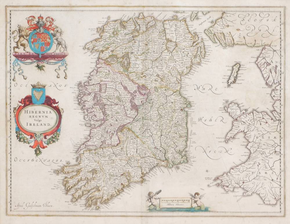 17th Century map of Ireland by Blaeu. at Whyte's Auctions