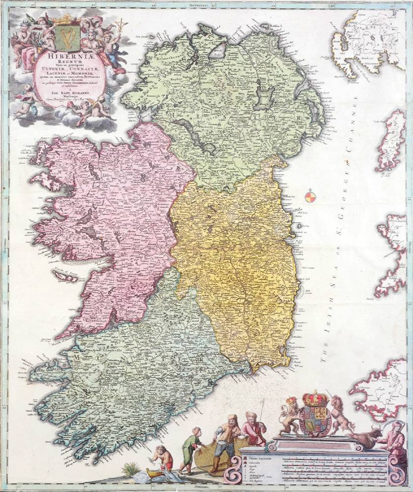 1720, Map of Ireland by Johann Baptiste Homann. at Whyte's Auctions