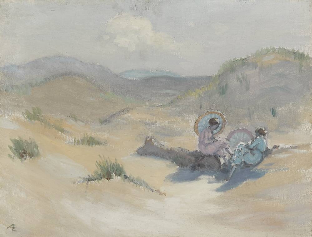 TWO WOMEN ON A BEACH WITH PARASOLS by George Russell ('�') (1867-1935) at Whyte's Auctions