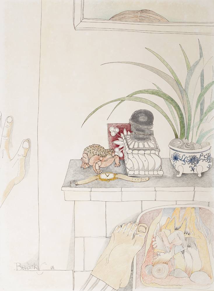 WARMING MY FOOT, 1973 by Pauline Bewick sold for 1,400 at Whyte's Auctions