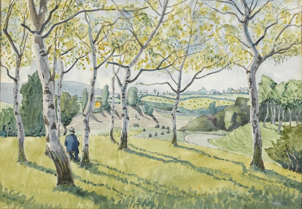 SILVER BIRCHES, PHOENIX PARK, DUBLIN [OVERLOOKING THE LIFFEY VALLEY] 1933 by Harry Kernoff RHA (1900-1974) at Whyte's Auctions