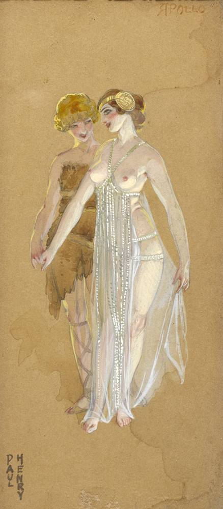 APOLLO, CIGALE, FOL-BERG and LADY WITH FEATHERED HAT AND BOA, c.1898-1899 by Paul Henry RHA (1876-1958) at Whyte's Auctions