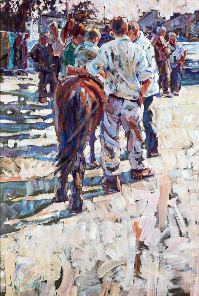 TOWARDS EVENING, TALLOW HORSE FAIR, COUNTY WATERFORD by Arthur K. Maderson (b.1942) at Whyte's Auctions