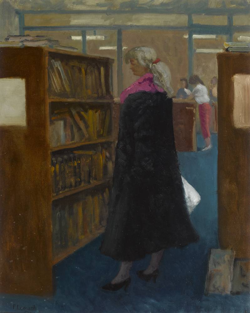 WOMAN IN A LIBRARY by Patrick Leonard HRHA (1918-2005) at Whyte's Auctions