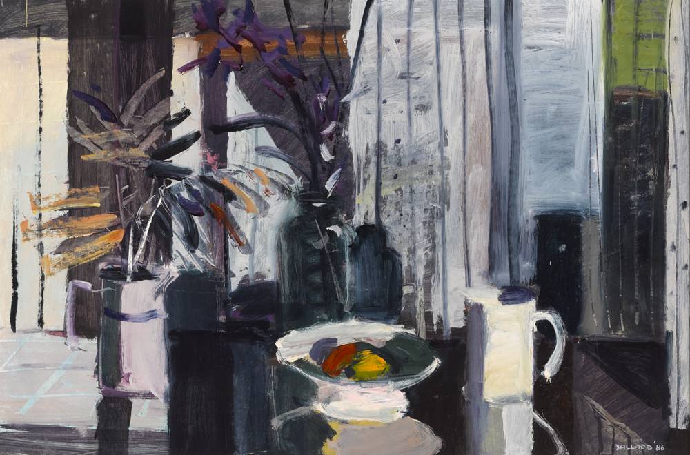 IRISES AND FRUIT, 1986 by Brian Ballard sold for 2,500 at Whyte's Auctions