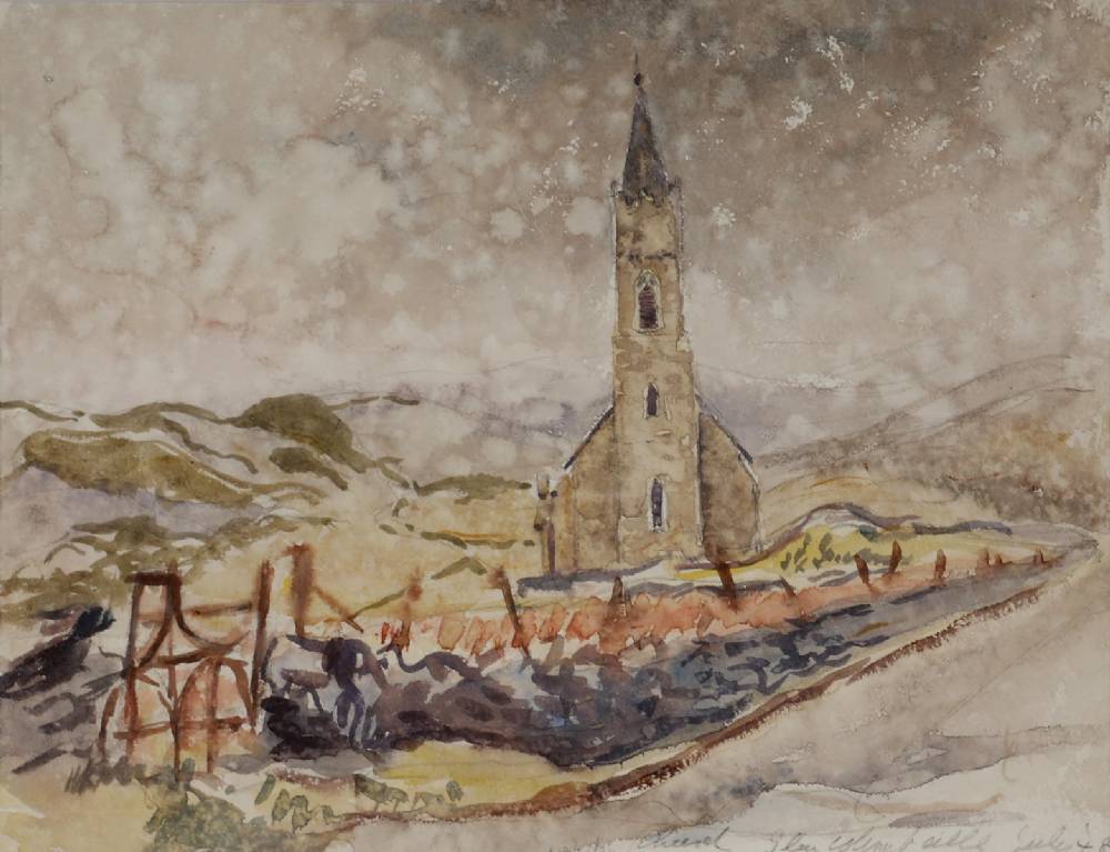 CHURCH, GLENCOLUMBKILLE, COUNTY DONEGAL, 1948 and TENDING CROPS (A PAIR) by Violet McAdoo (1896-1961) (1896-1961) at Whyte's Auctions