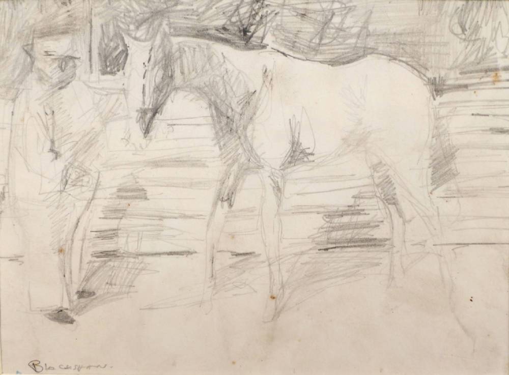 FIGURE AND HORSE by Basil Blackshaw HRHA RUA (1932-2016) HRHA RUA (1932-2016) at Whyte's Auctions