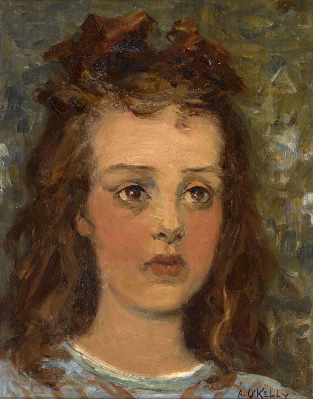 HEAD OF A GIRL by Aloysius C. O�Kelly (1853-1936) at Whyte's Auctions