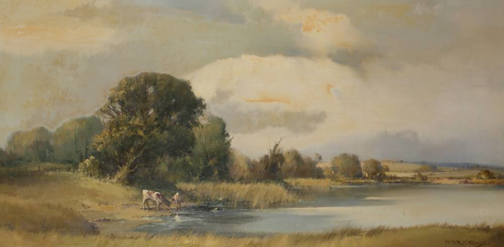 LANDSCAPE WITH CATTLE by Arthur H. Twells RUA (b.1921) at Whyte's Auctions