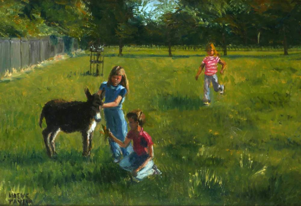 CHILDREN WITH DONKEY by Maeve Taylor (b.1928) at Whyte's Auctions