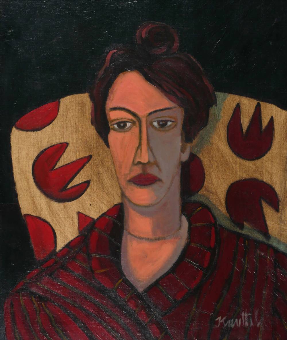 PORTRAIT OF A LADY DRESSED IN RED by Graham Knuttel (b.1954) at Whyte's Auctions