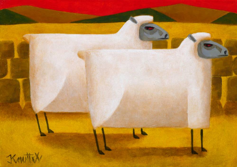 SHEEP BY A STONEWALL by Graham Knuttel (b.1954) (b.1954) at Whyte's Auctions
