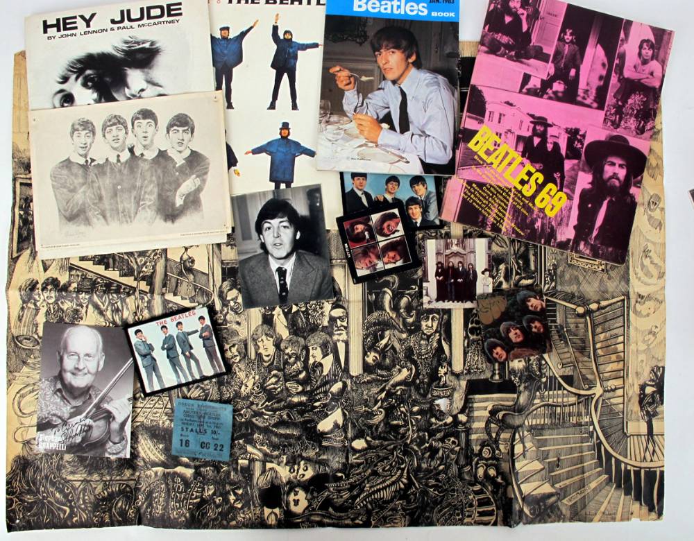 The Beatles. A collection including 1965 concert ticket, photos, sheet music, magazines, cuttings etc. at Whyte's Auctions