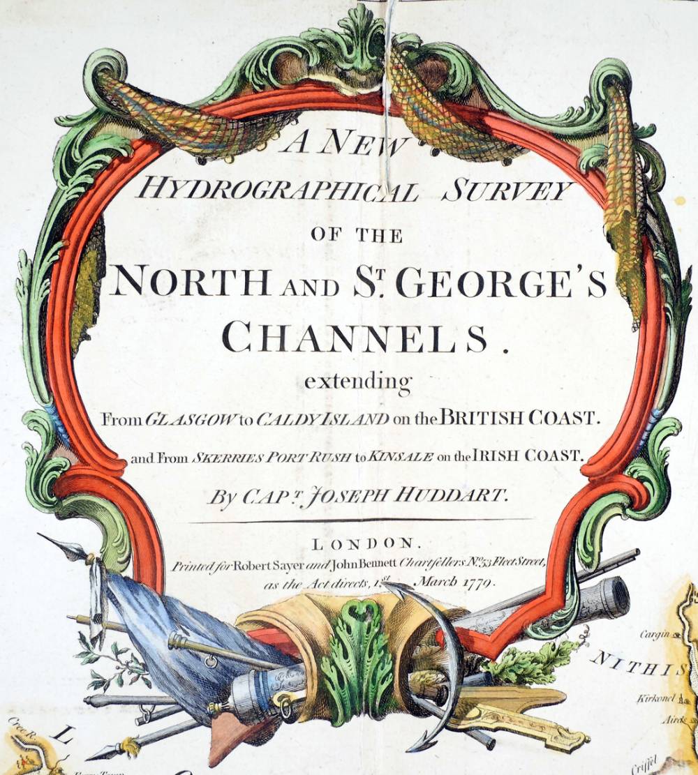 1779 Chart of North and St George's Channels, from Portrush to Kinsale by Capt. Joseph Huddart at Whyte's Auctions