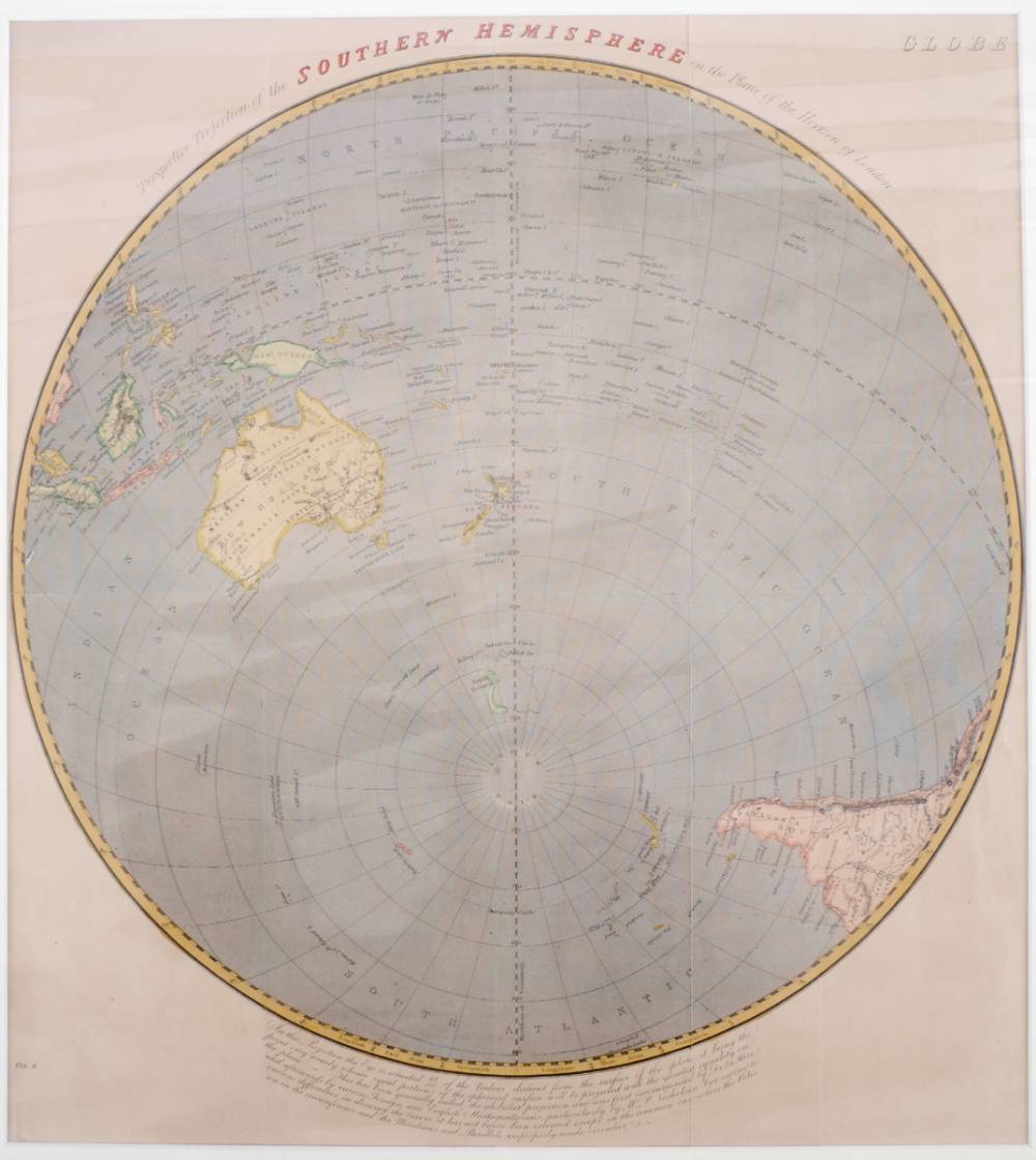 Circa 1800. map of the Southern Hemisphere and 1829 map of the Northern Hemisphere. at Whyte's Auctions