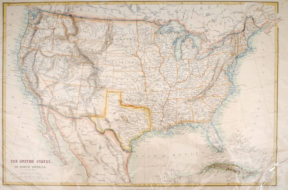 Mid 19th century map of The United States of North America, by JW Lowry. at Whyte's Auctions