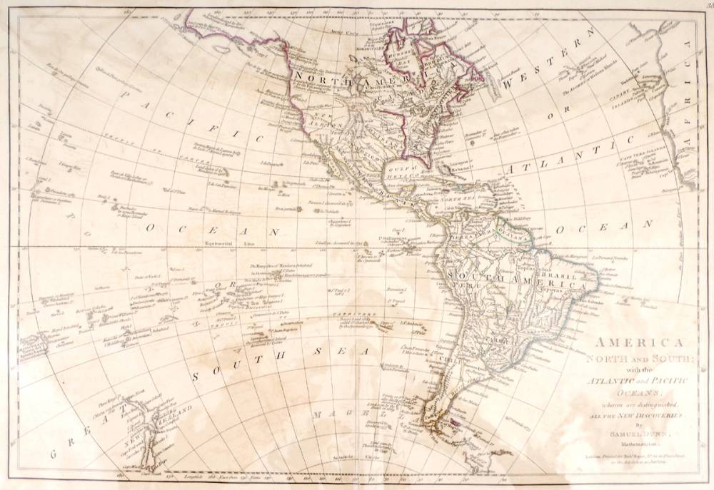1774 Map of the Western Hemisphere showing America North and South by Samuel Dunn. at Whyte's Auctions