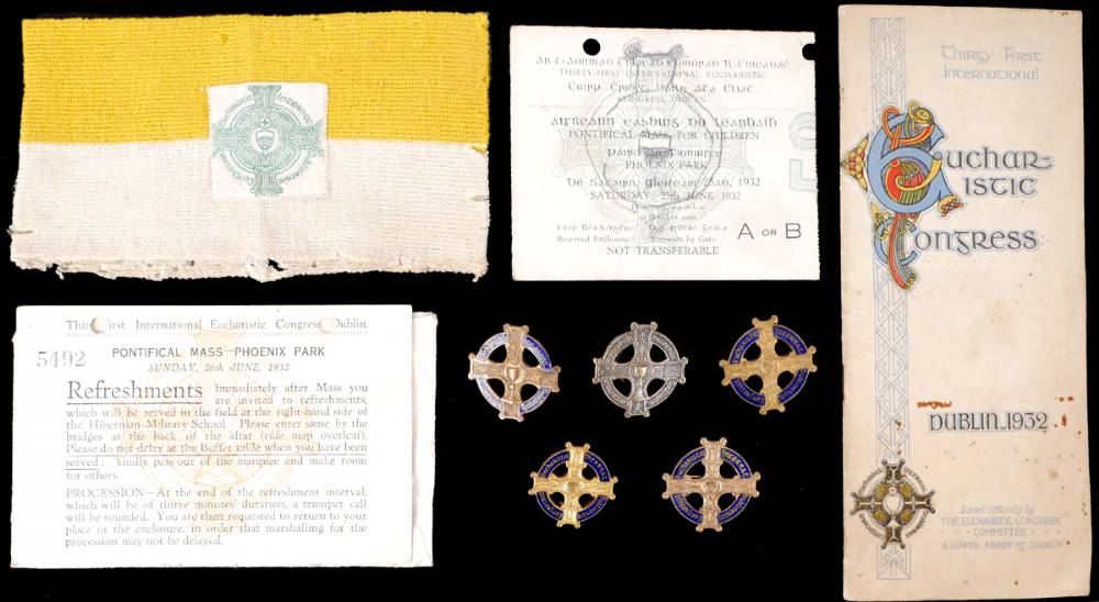 1932 Eucharistic Congress Armband, badges and tickets. at Whyte's Auctions
