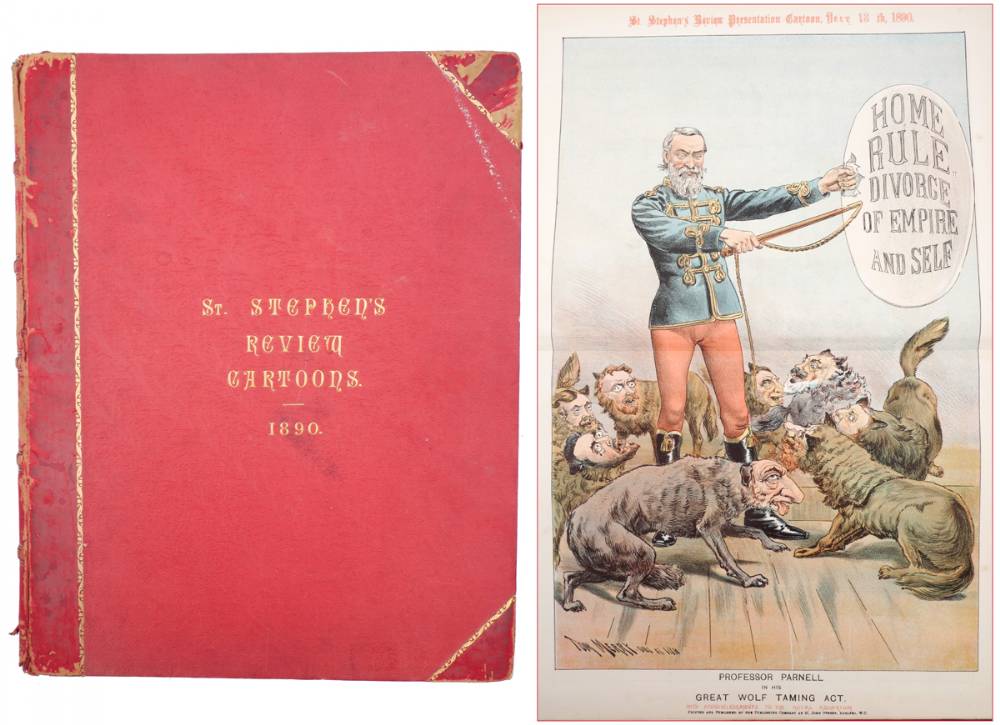 1890 St Stephen's Review Cartoons, bound, featuring CS Parnell, Home Rule, Irish Land Bill, etc. at Whyte's Auctions