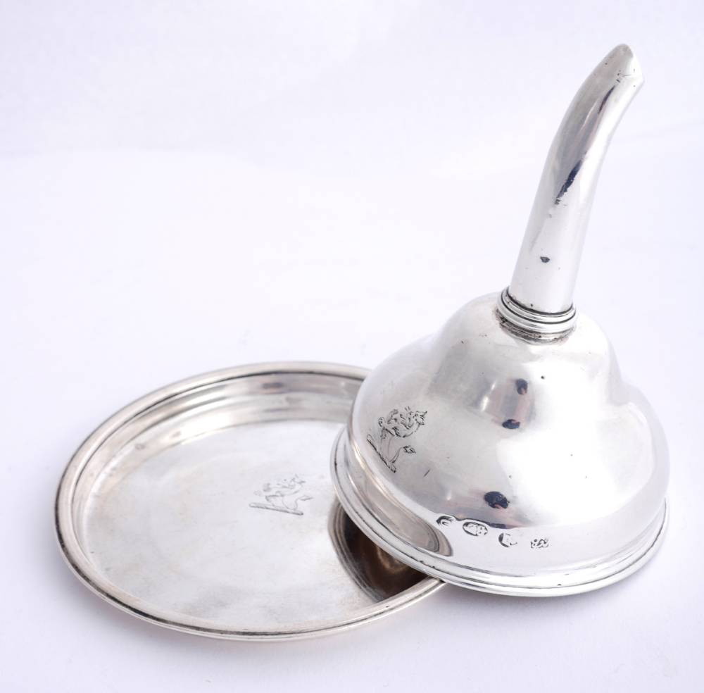 A George III Irish silver wine-funnel and stand, by William Bond. at Whyte's Auctions