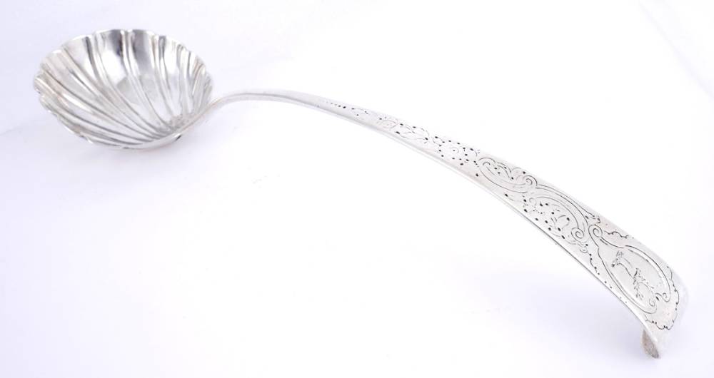 A George III Irish silver soup ladle. at Whyte's Auctions