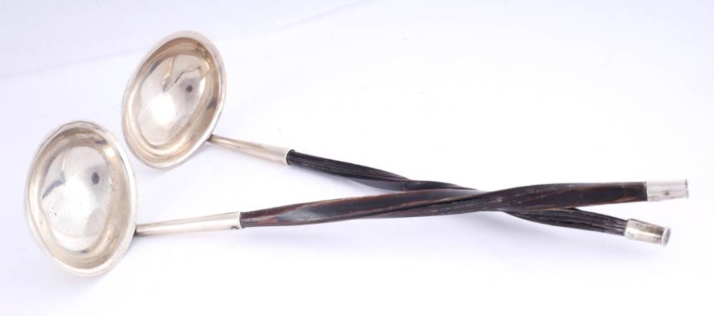 A pair of Victorian Irish silver toddy ladles. at Whyte's Auctions