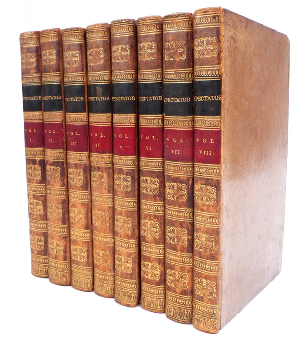 Addison, Joseph & Steele, Richard. The Spectator with Sketches of The Lives of the Authors and Explanatory Notes, in eight volumes. at Whyte's Auctions